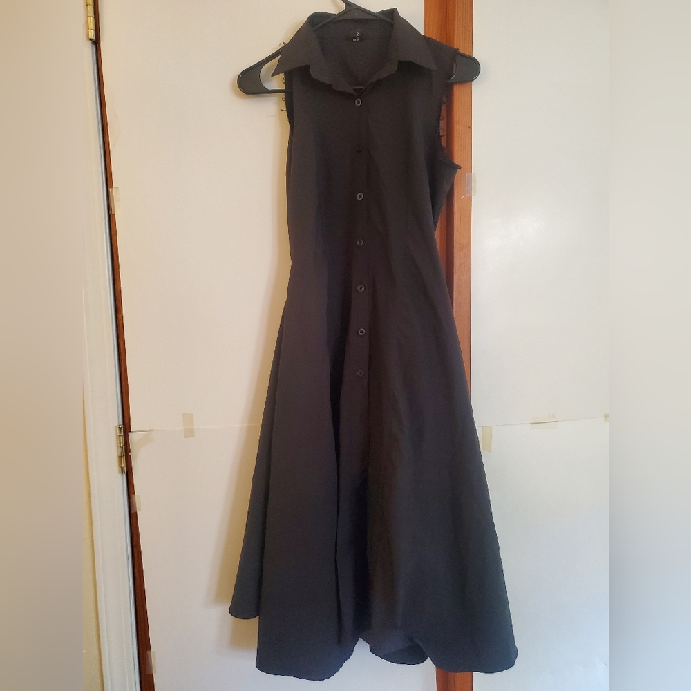 Shades Of Silence Black Dress Collar Goth Botton Up